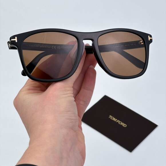 Tom Ford Men BRAND NEW Sunglasses GERARD-02 Black Amber Brown Square FT0930 01E - Picture 1 of 11